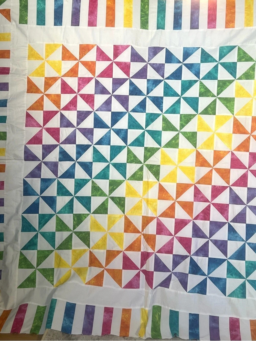 Multicolor Geometric Quilt Top